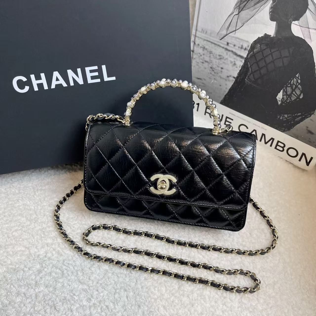 99新 Chanel/香奈儿 24P黑金手柄风琴woc/14412300/12期/代卖服务
