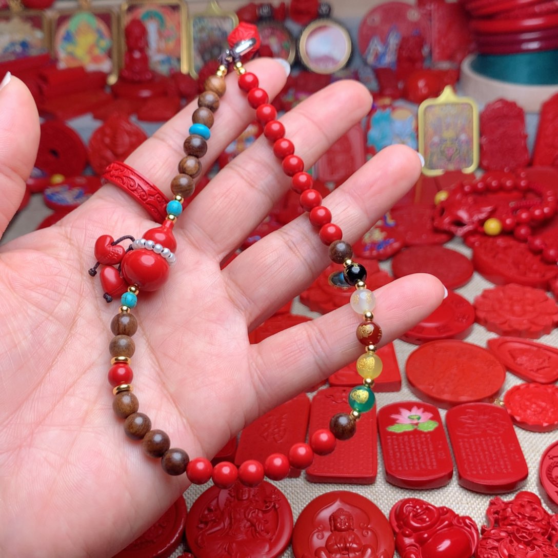 天然辰砂工艺品朱砂手机链