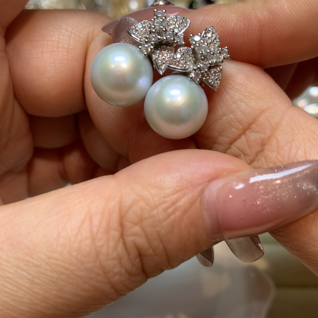 淡水珍珠耳饰银S925镶嵌