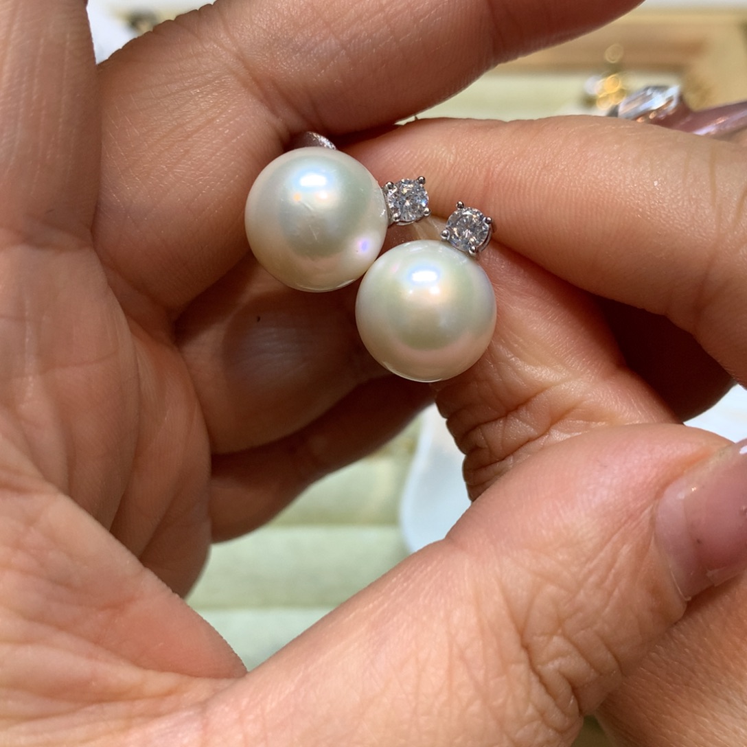 淡水珍珠耳饰银S925镶嵌