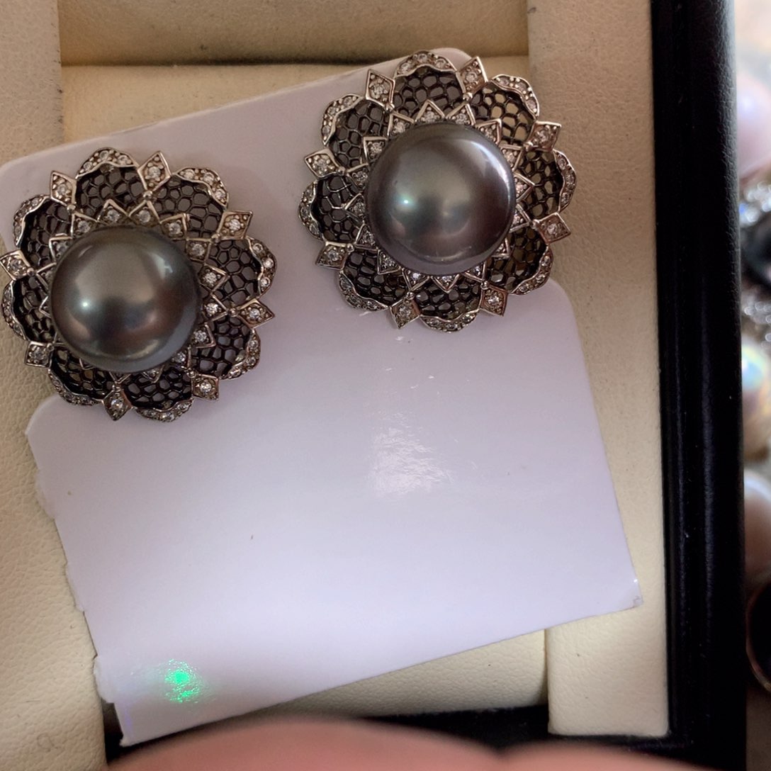 海水珍珠耳饰银S925镶嵌