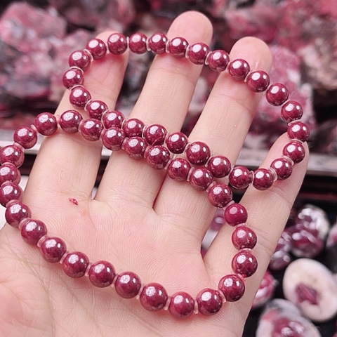 【闪购商品】天然辰砂福**照天然原矿朱砂手串