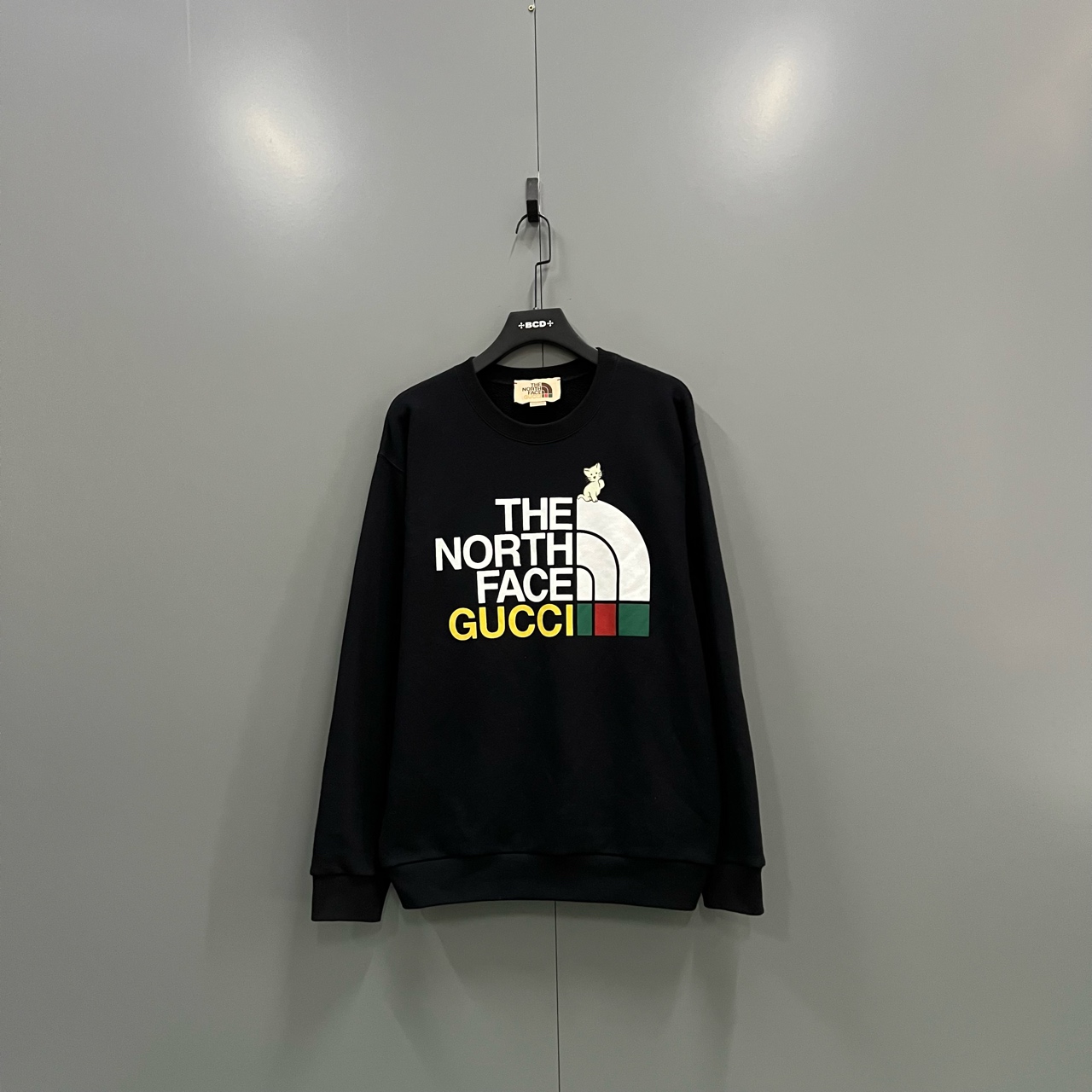 99新 GUCCI/古驰 h829 黑色正面logo印花卫衣 M码 016177