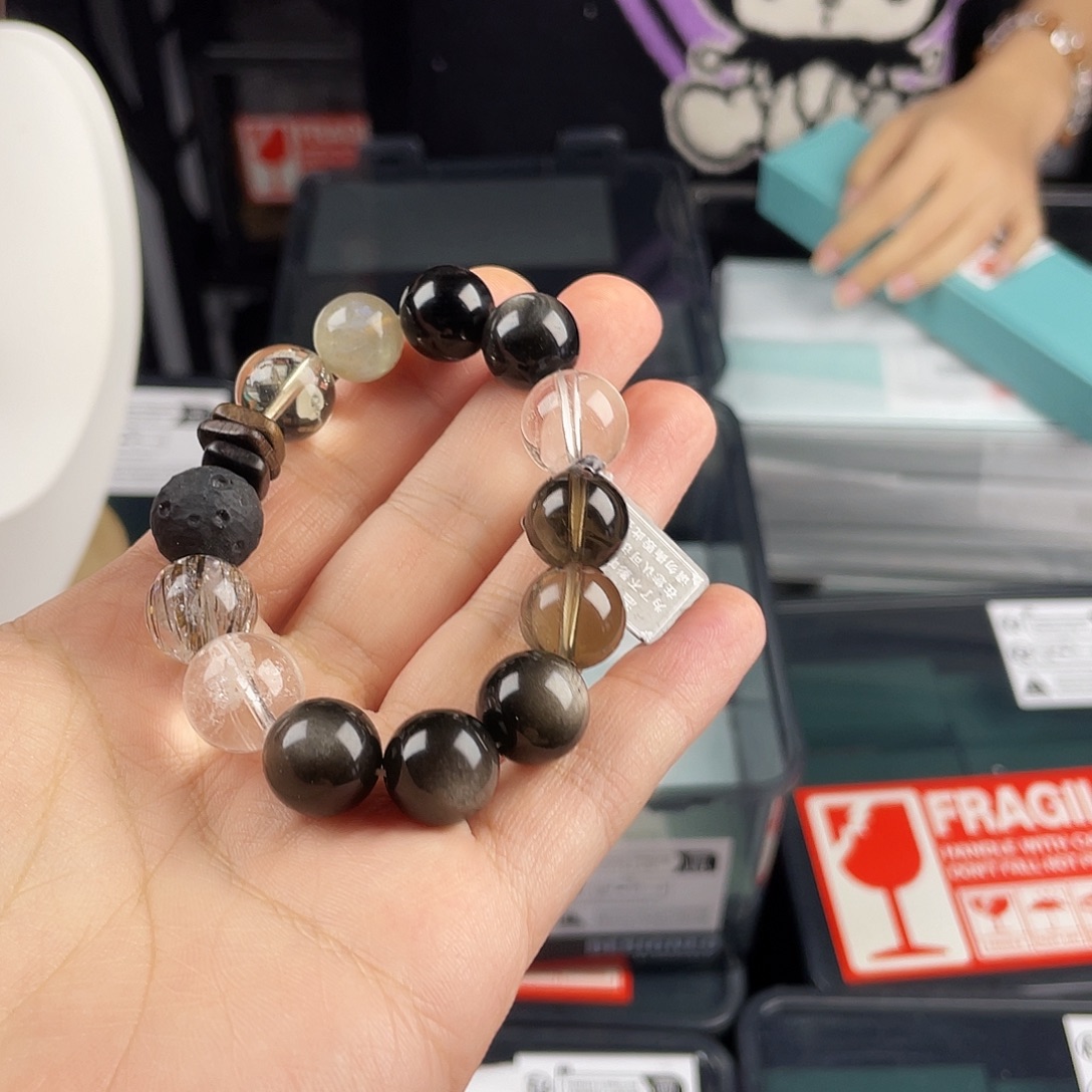 水晶手串银S925镀金镶嵌