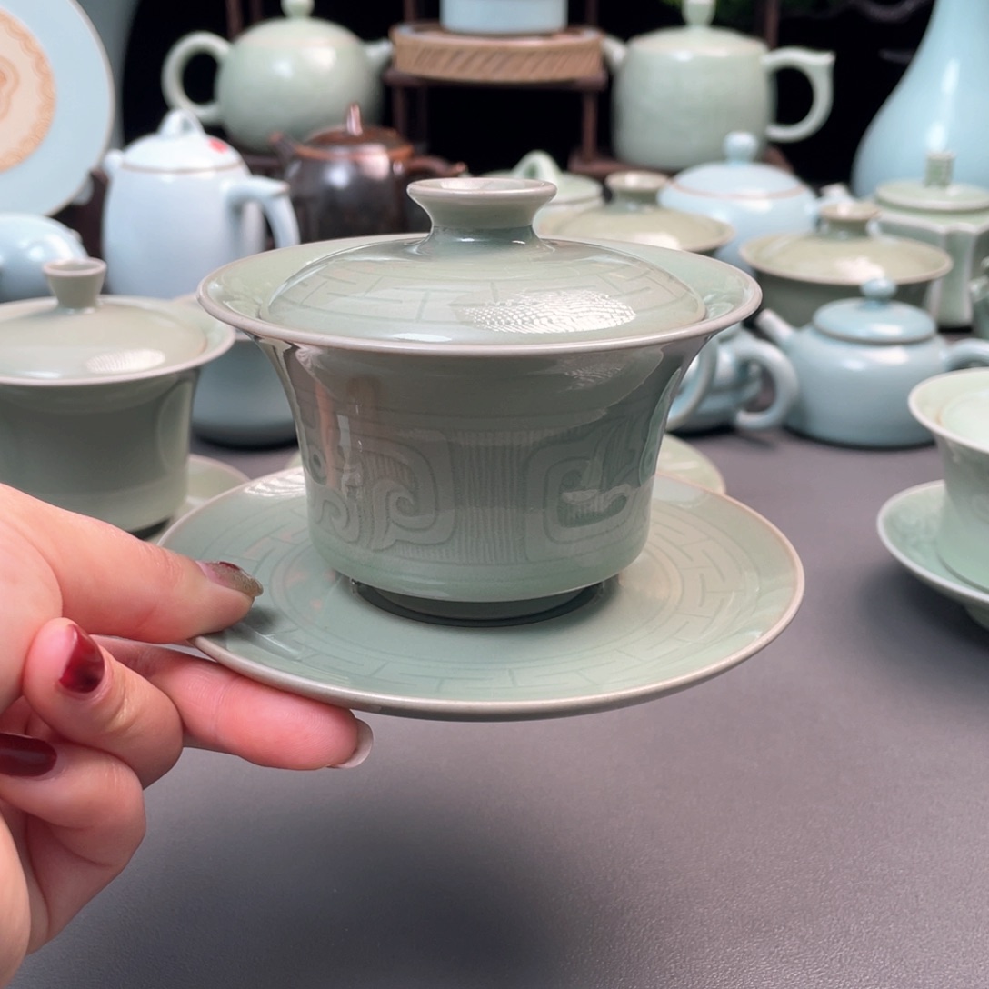 杯忆*平全手工支钉烧不开片盖碗微微瑕