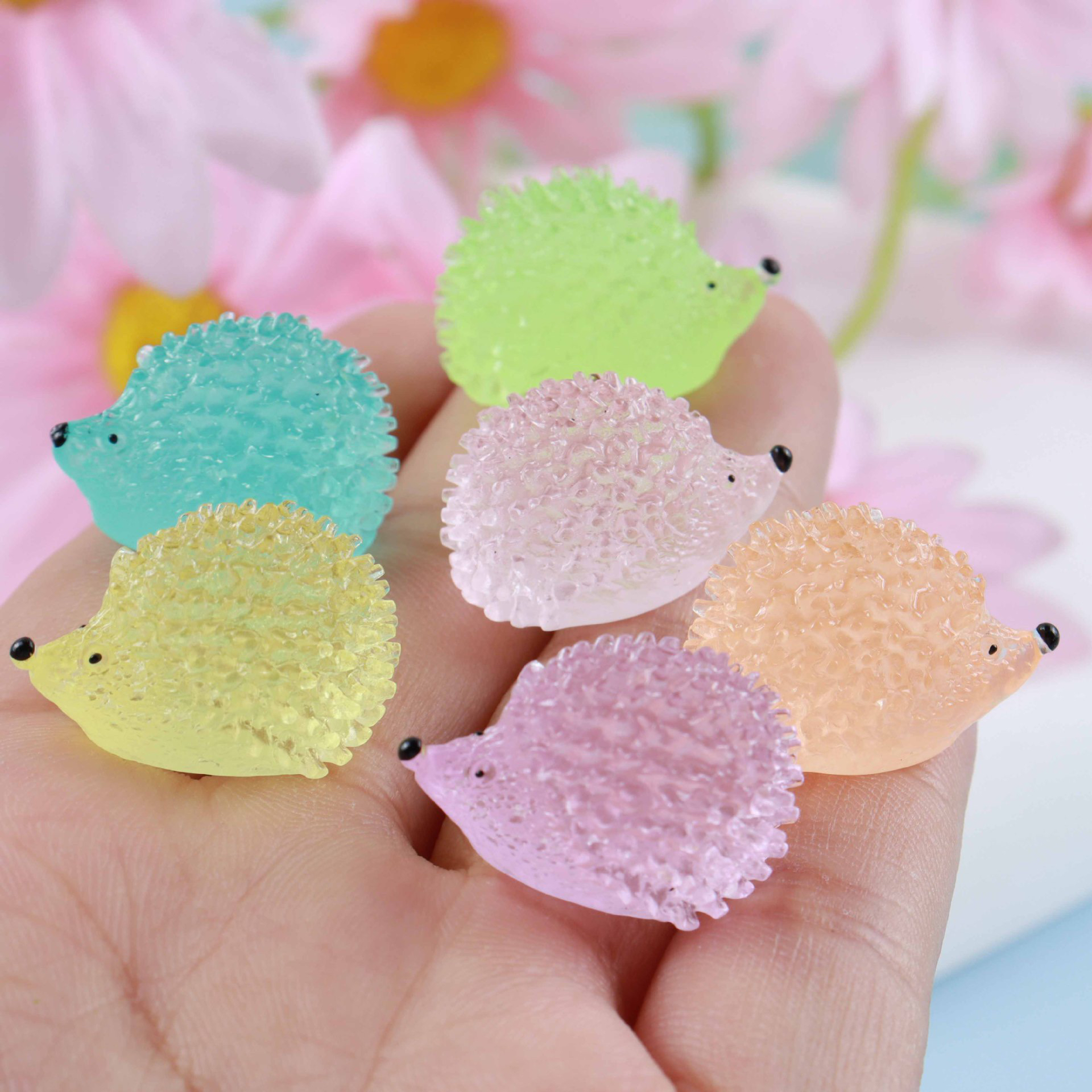 夜光刺猬 创意夜光刺猬 小动物摆件diy树脂工艺装饰品小摆件