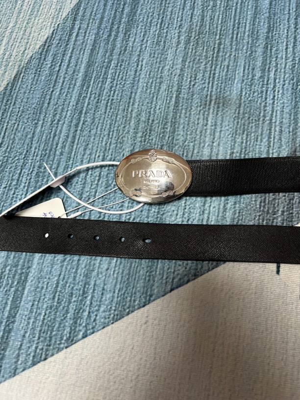 95新 Prada/普拉达 Prada银扣黑色腰带【专属】
