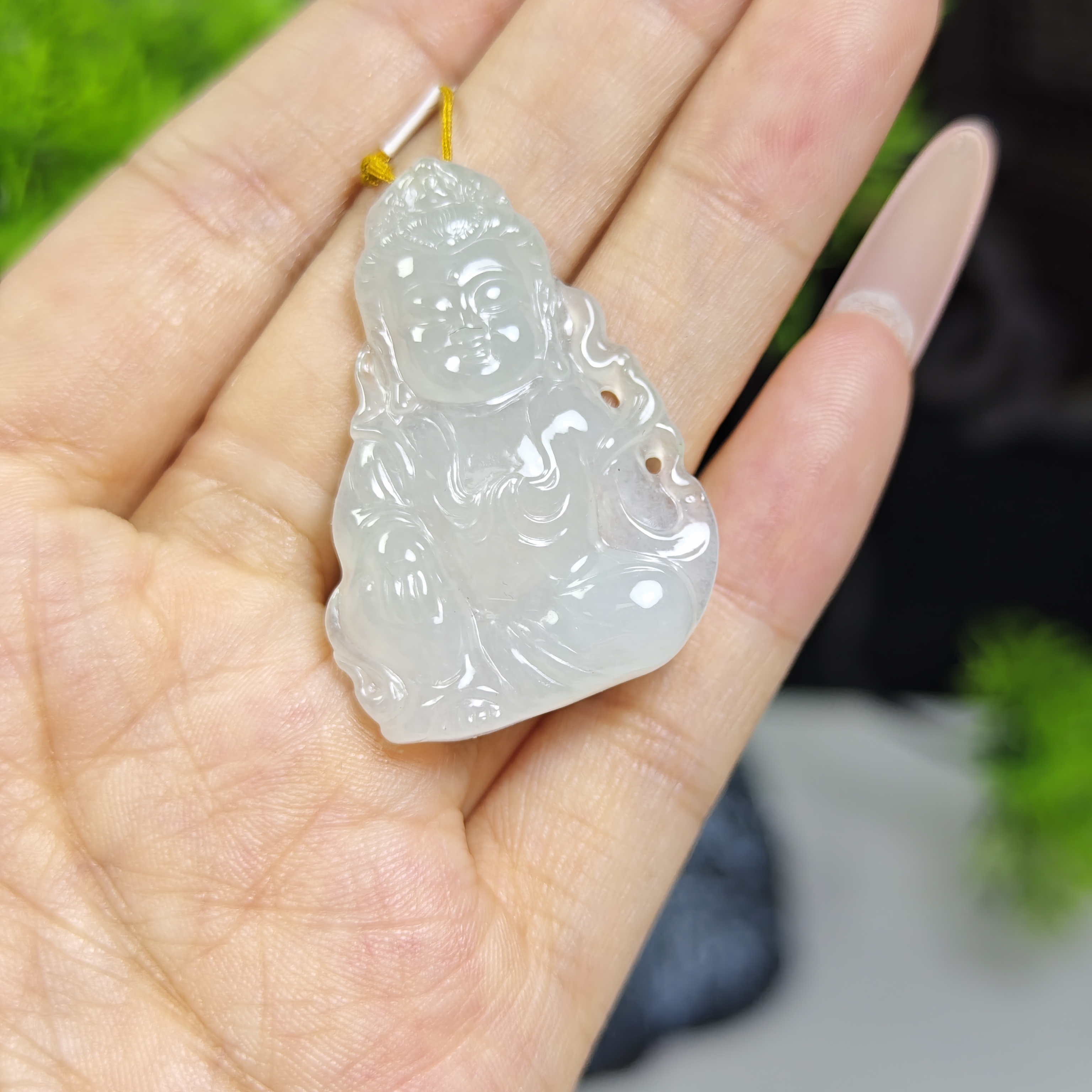 天然缅甸a货冰种宝宝观音吊坠，尺寸37.5*26.7*6