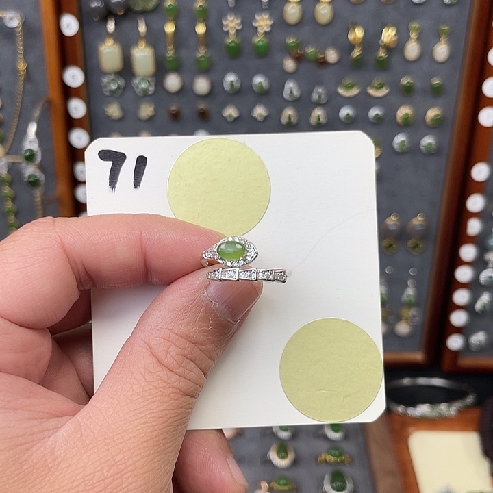 和田玉（碧玉）戒指银S925镶嵌和田玉71