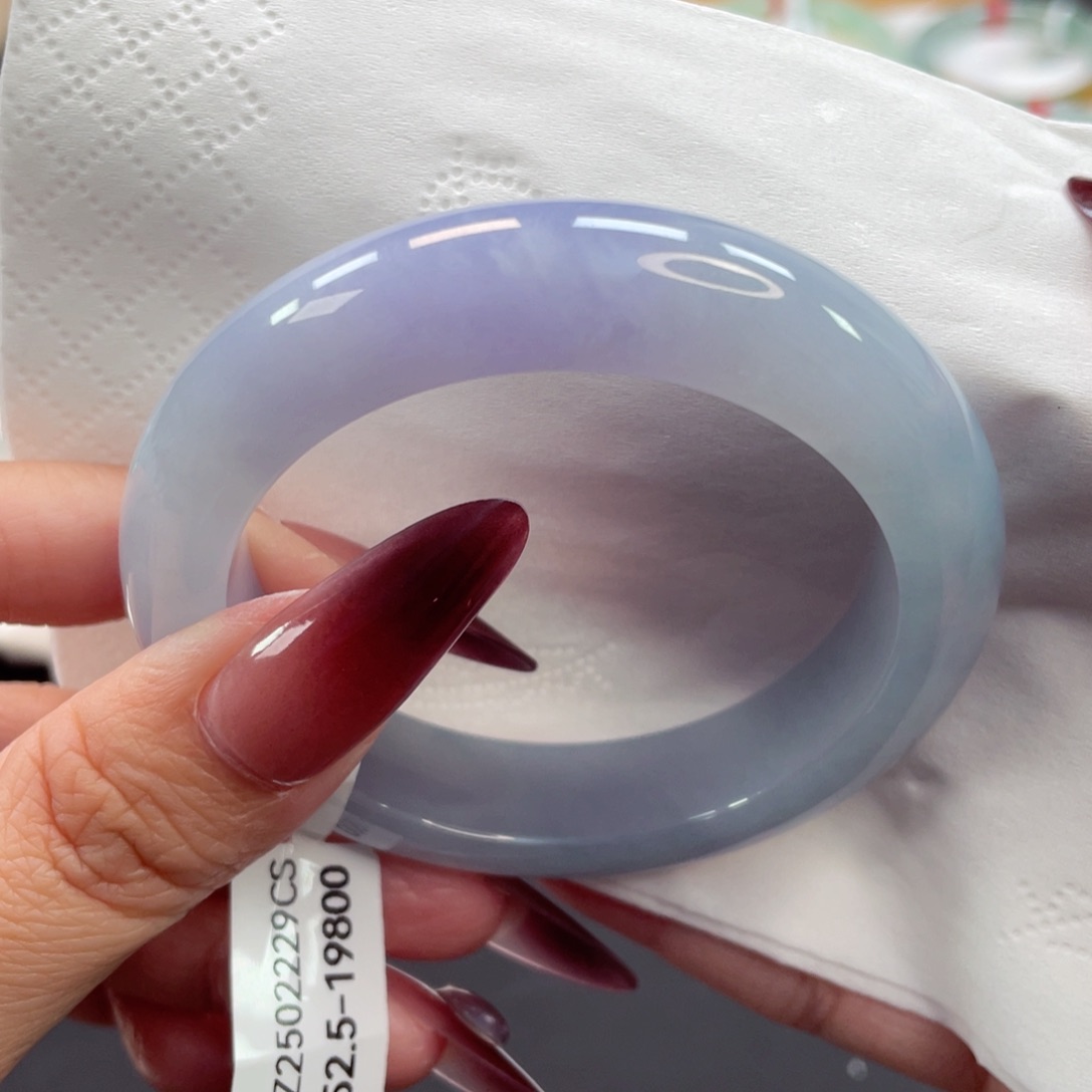 未镶嵌手镯翡翠10号52.5轮胎种老细腻莫奈蓝紫微瑕放漏