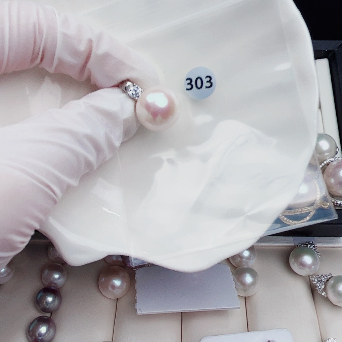 银S925镶嵌淡水珍珠耳饰