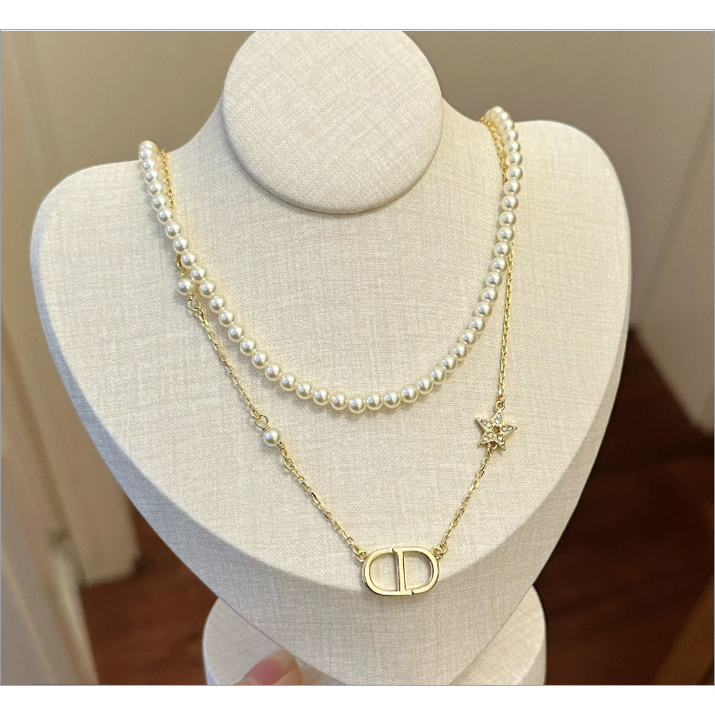 猪鼻双层珠珠项链设计轻奢气质 8415