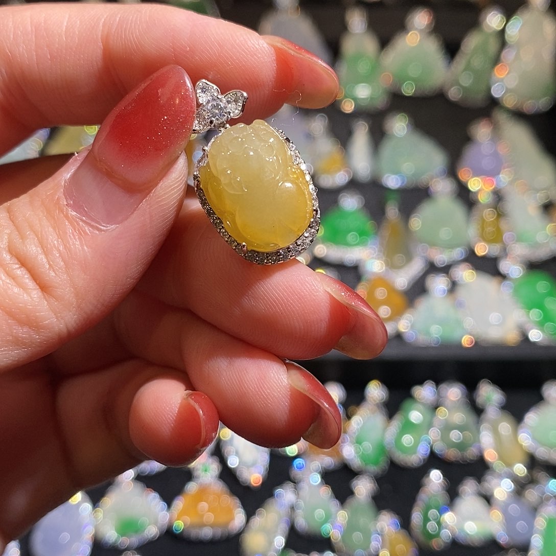 颈饰银S925镶嵌翡翠天然翡翠