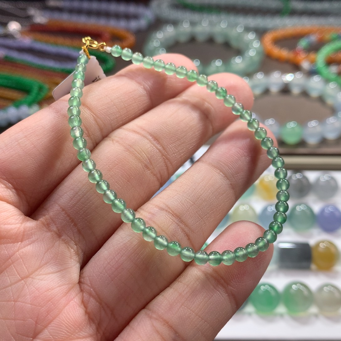 翡翠未镶嵌手链玻璃种冰薄荷绿小米手链卡3