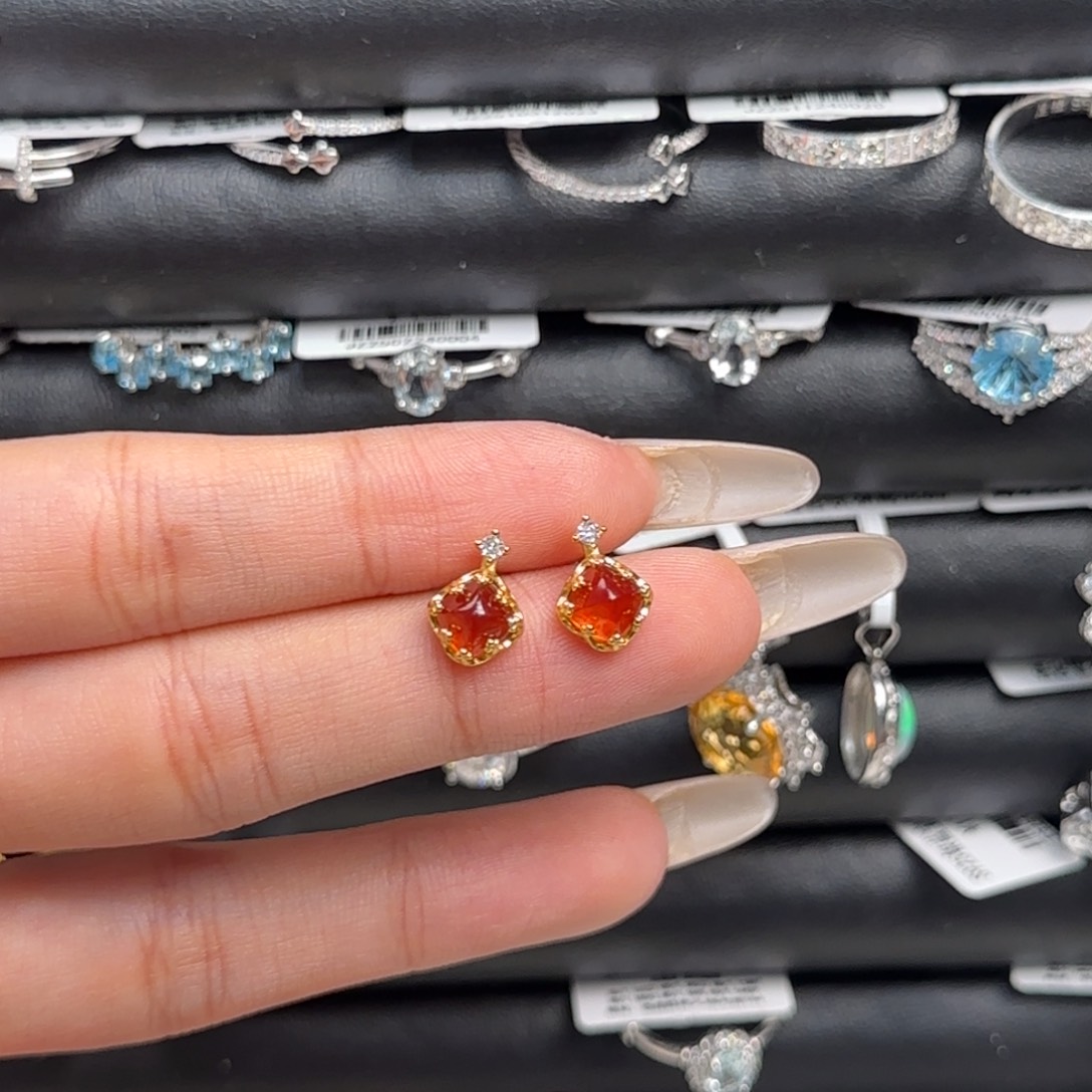 银S925镶嵌耳饰石榴石糖塔石榴石