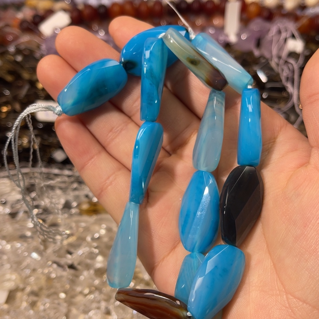 玛瑙/玉髓散珠蓝玛瑙切面