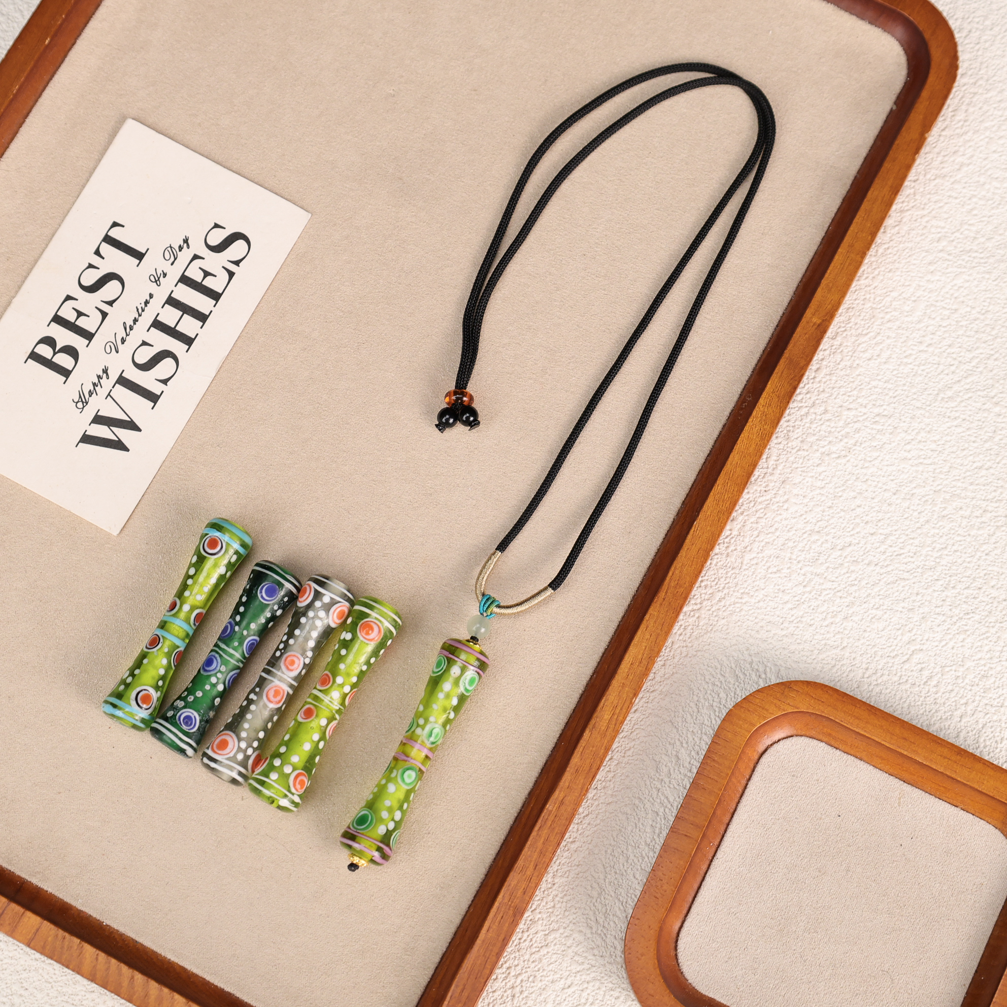 LZ5086 蜻蜓眼小蛮腰波点老珠子绳编琉璃项链 合集