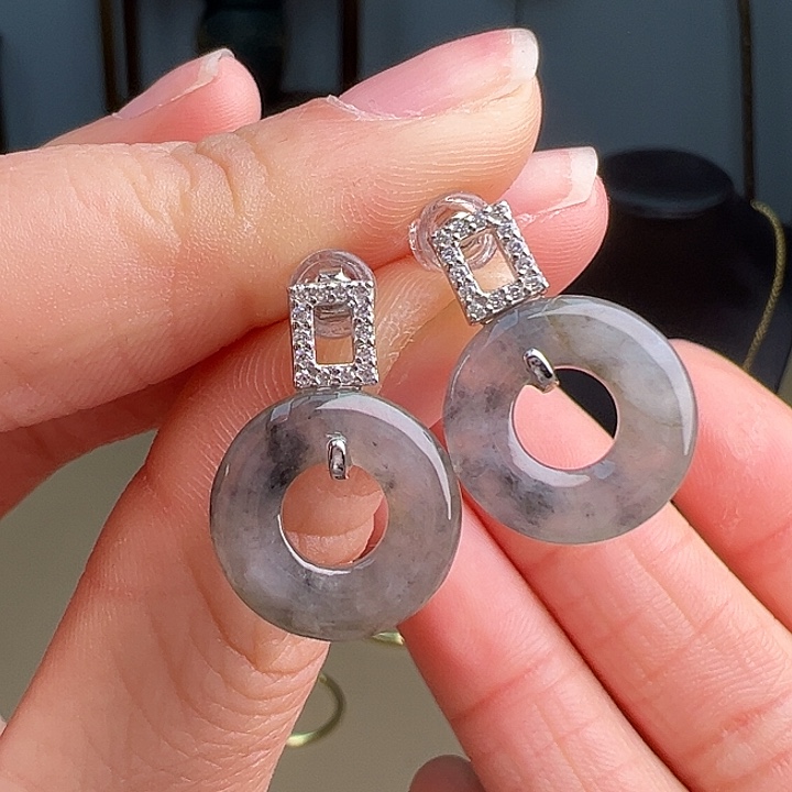 翡翠耳饰银S925镶嵌耳饰280