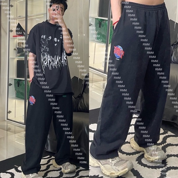 自主标 康丽印花地球图案男女同款卫衣长裤