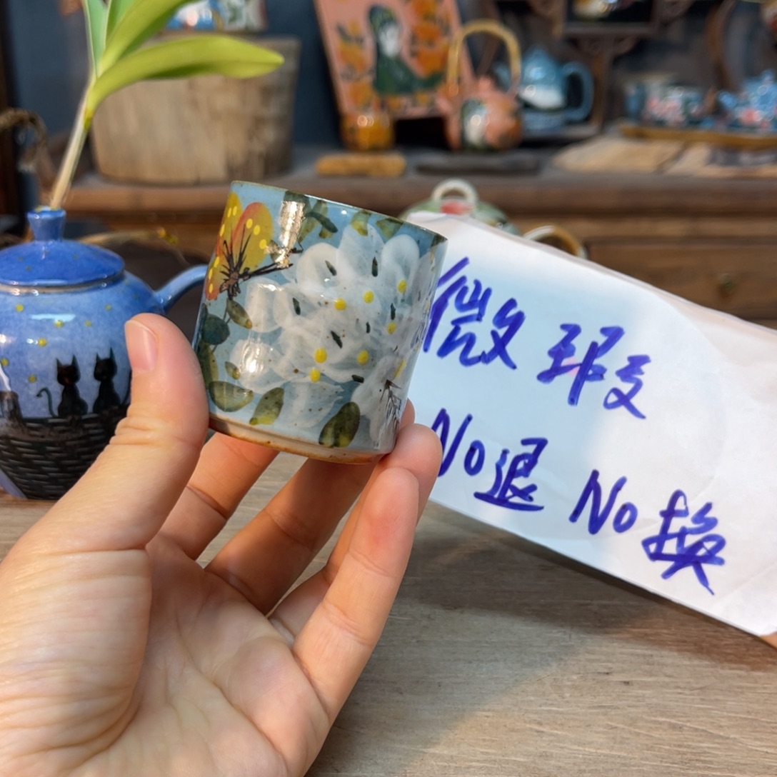 壶素浅陶瓷手工手绘
