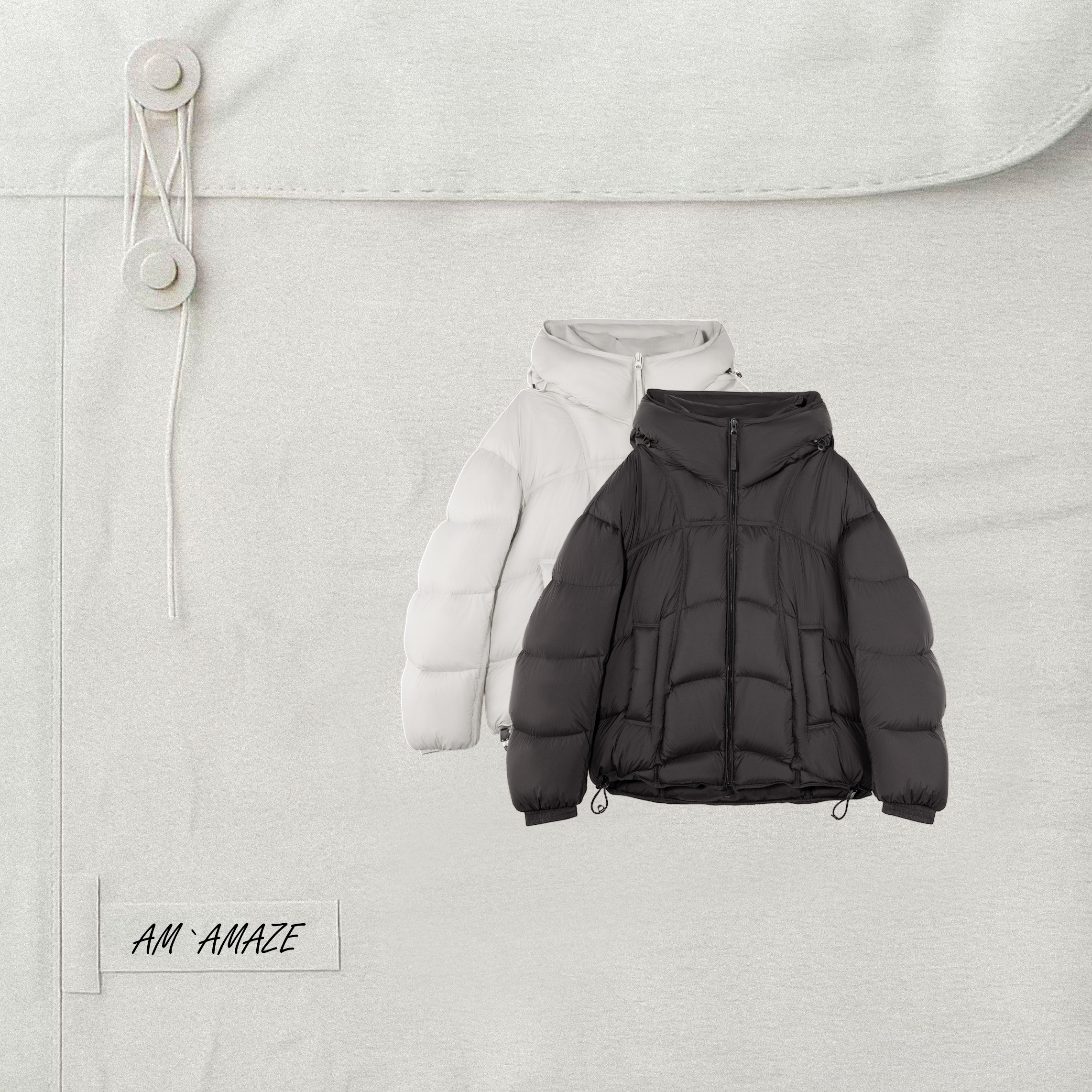 AM.AMAZE90白鹅绒宽松立体裁剪防风防水连帽羽绒服LF35N002