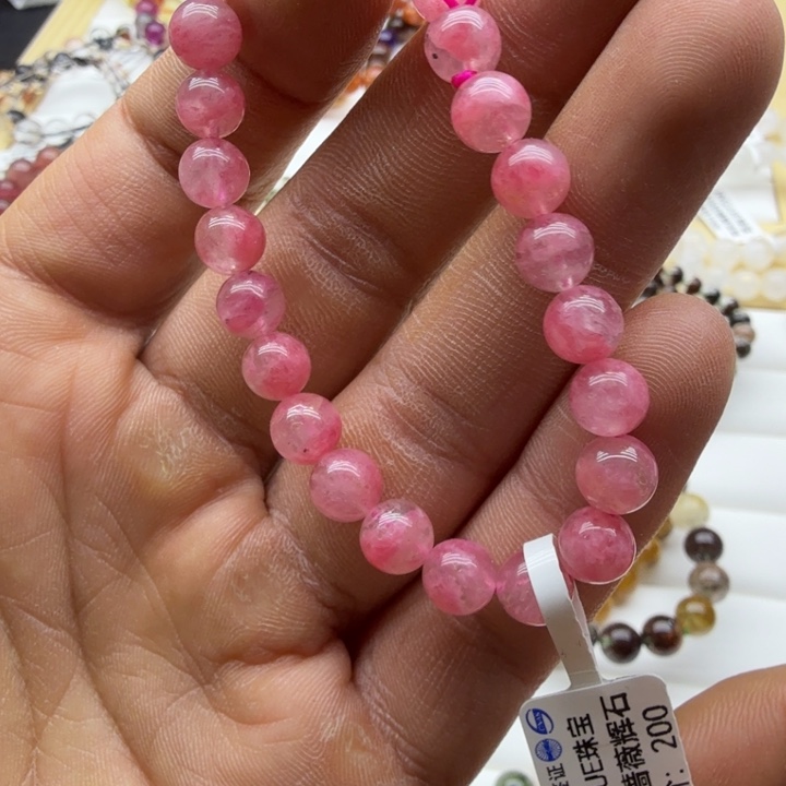 蔷薇辉石未镶嵌手绳天然