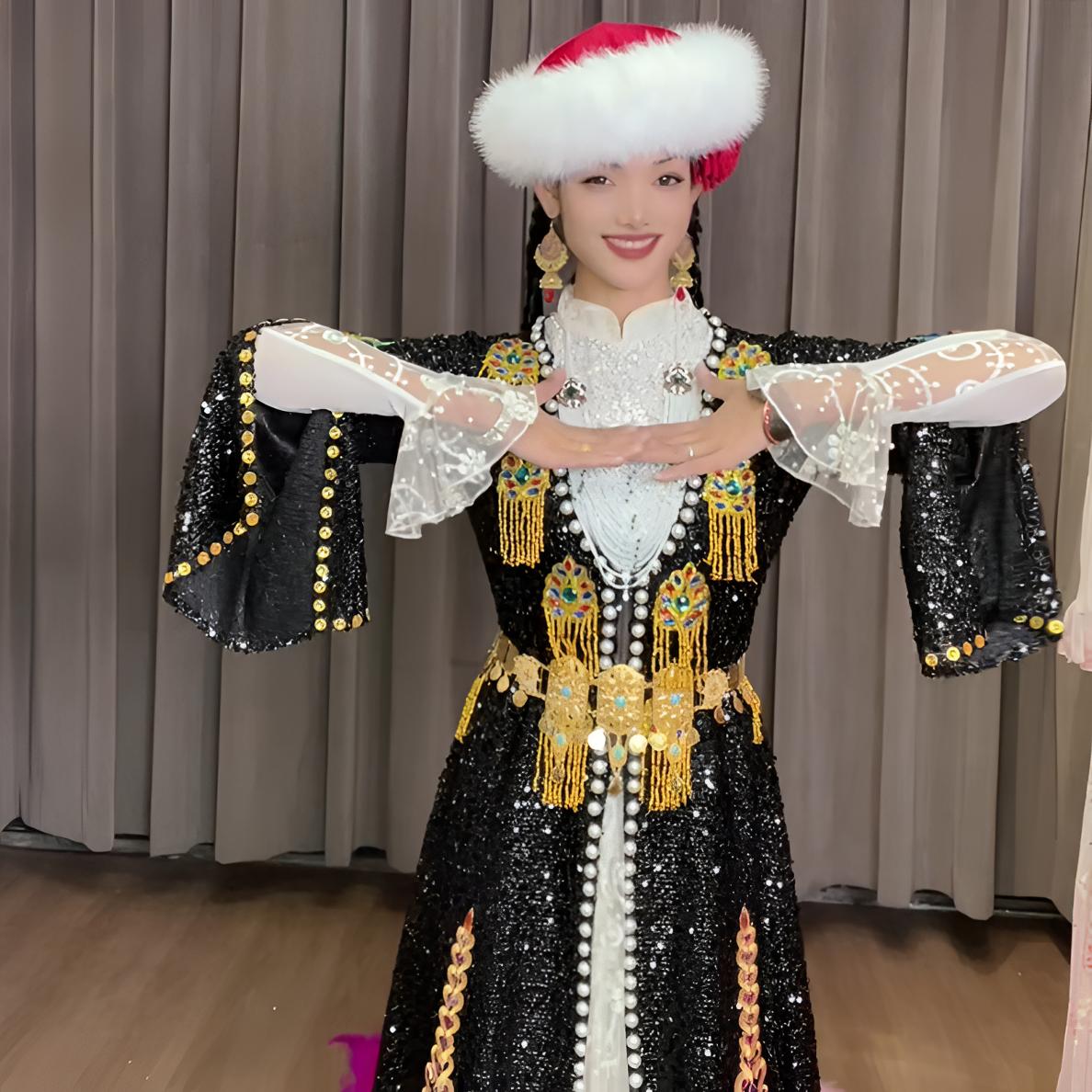 亮片立领修身型民族风长款女马夹套装时尚皇冠女装大气新娘