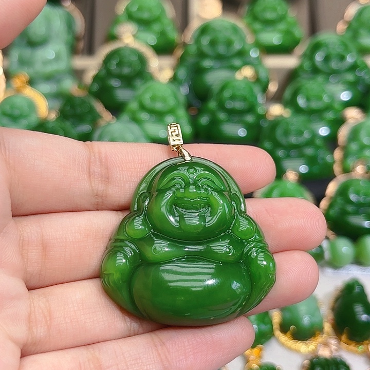 和田玉（碧玉）18K金镶嵌颈饰