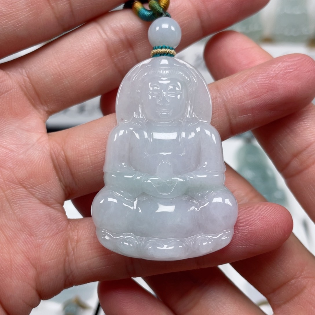 翡翠颈饰未镶嵌天然翡翠A货观音F2号