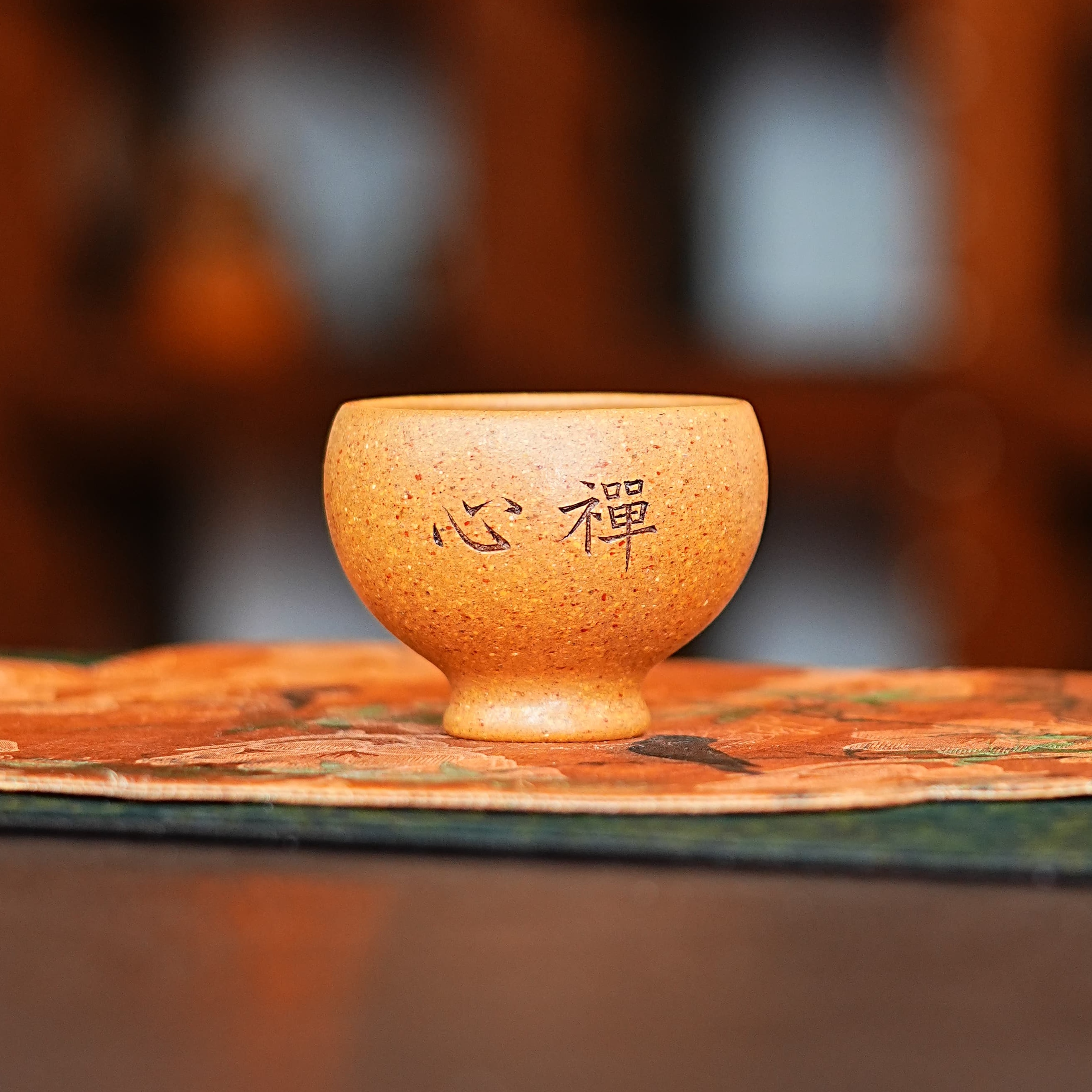 宜兴原矿紫砂全手工高目粗砂芝麻段泥禅心佛手莲花紫砂主人杯数