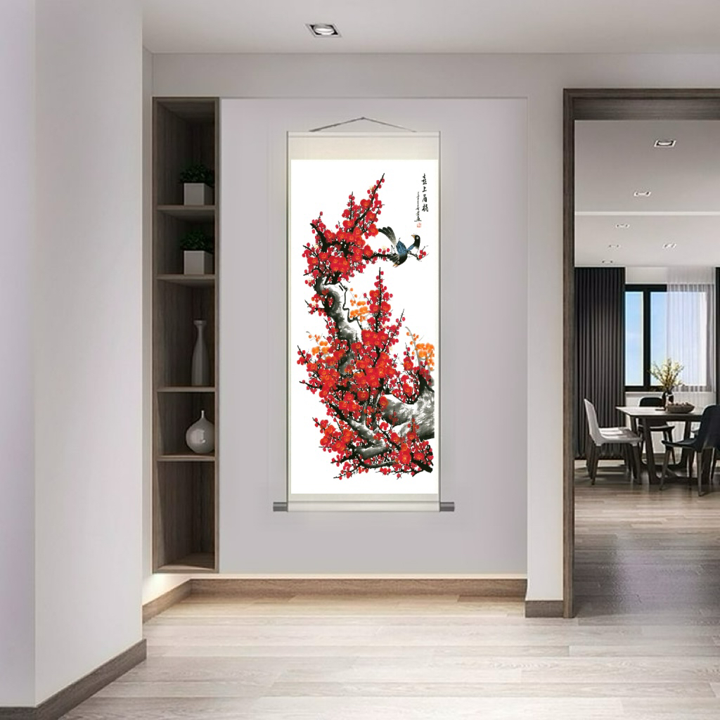 《喜上眉梢》170*72CM 竖幅茶室书房客厅玄关走廊花鸟画