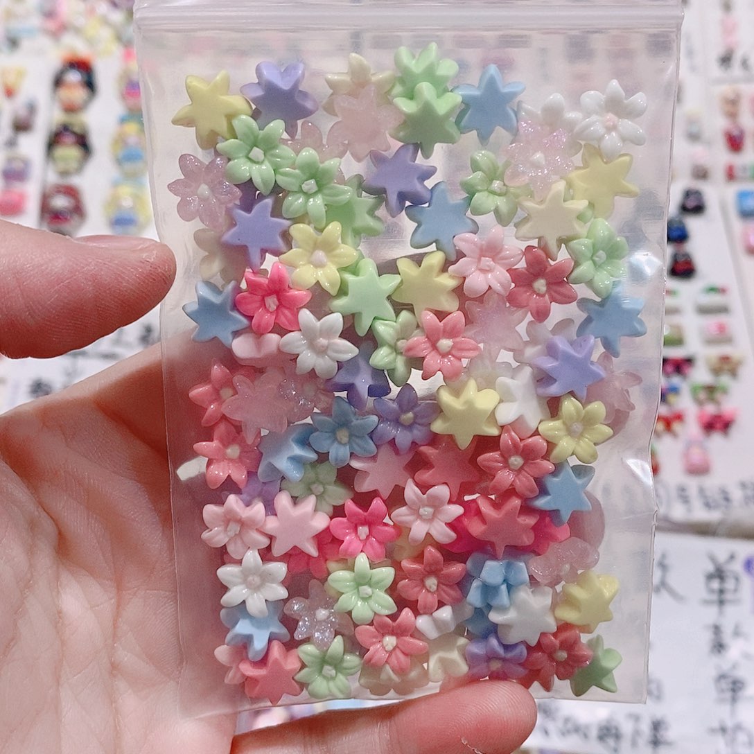 树脂想念（超迷你）金粉六瓣花100个混