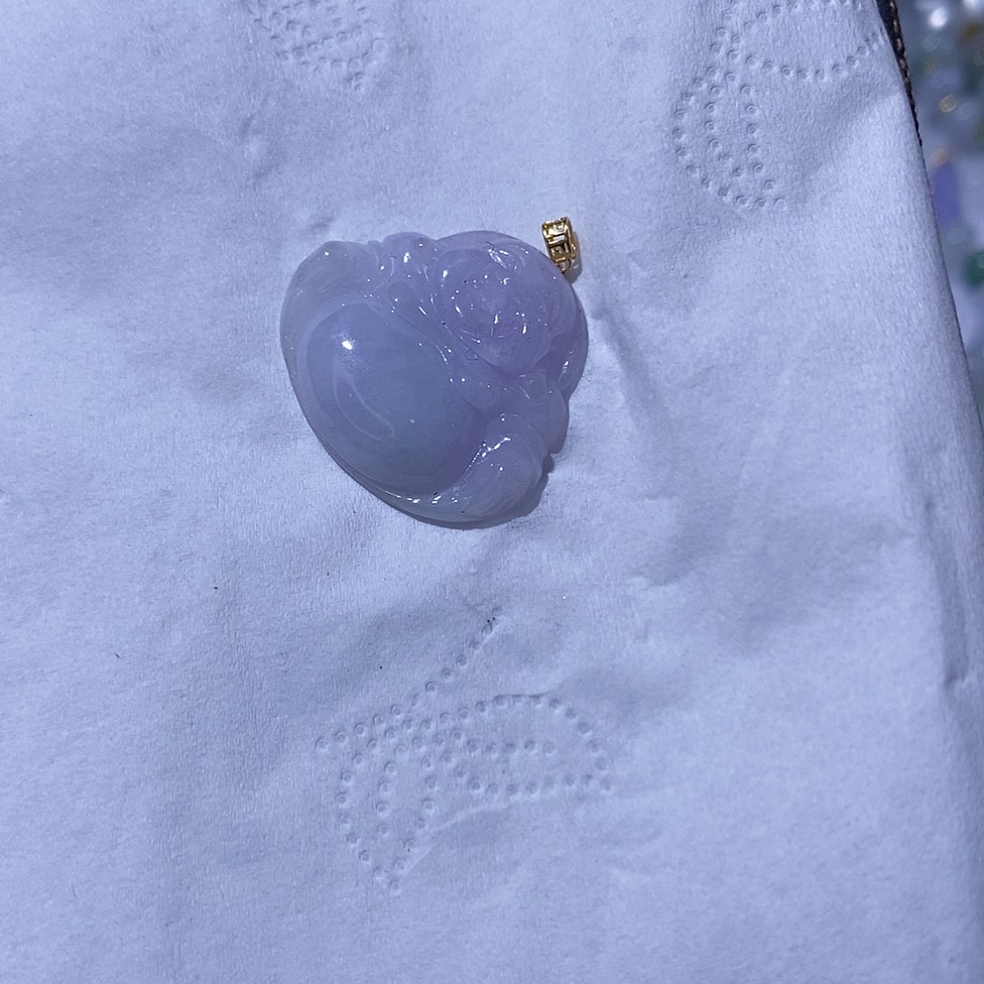 翡翠吊坠(不含链)18K金镶嵌