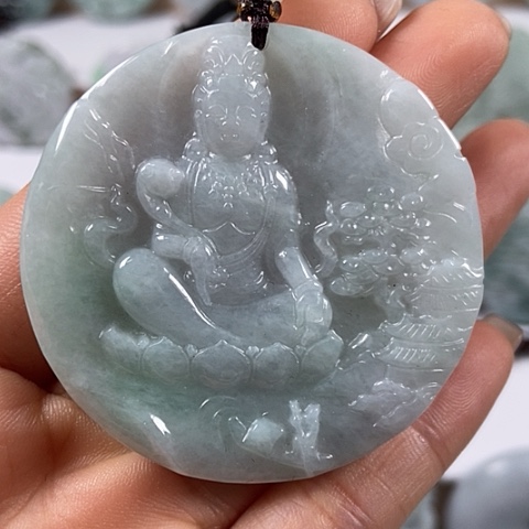 翡翠颈饰未镶嵌山水观音福利