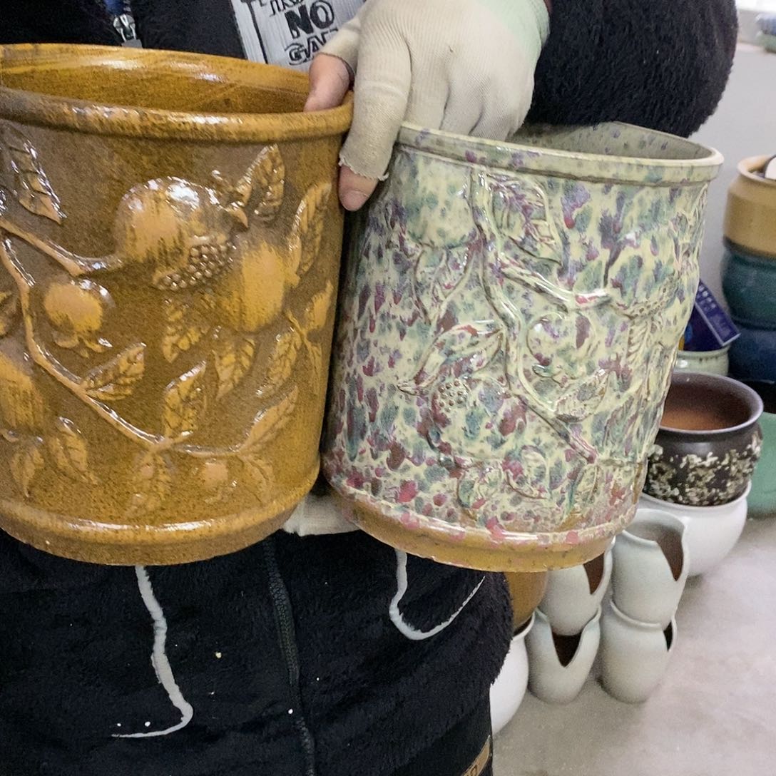 紫砂花盆瑕疵口18高21