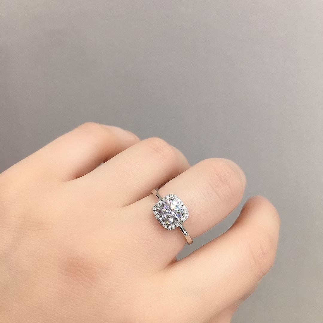 925银莫桑石银制品 【光臂方包】时尚经典结婚百搭轻奢气质精致小众