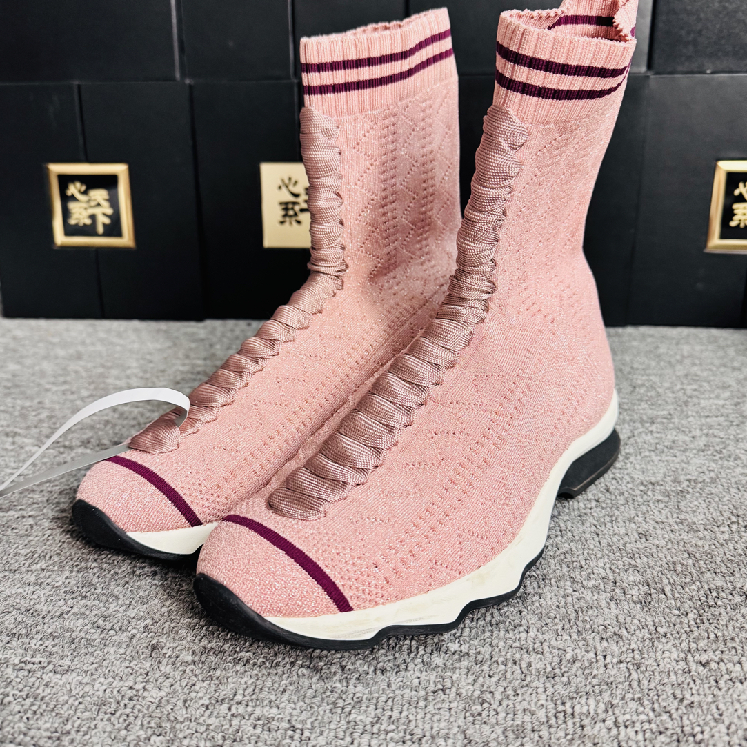 95新 FENDI/芬迪 针织高筒袜靴38码ysc2223