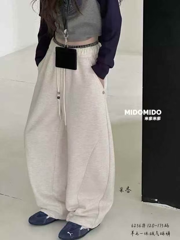 【实体店】MMidomido冬款 一体绒气球卫裤加绒加厚格子腰头卫裤6256