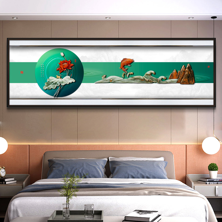 九头鸟手工玉雕画《和谐美满》150x50