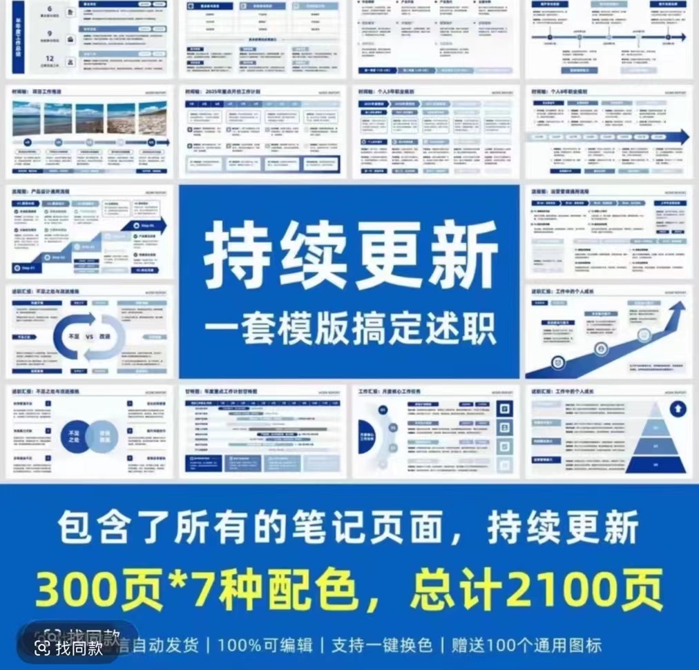 300页领导喜欢的PPT模版高级逻辑图数据图流程图述职报告1