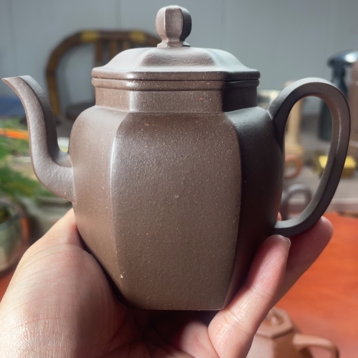 茶壶紫砂六方高宫灯，紫泥
