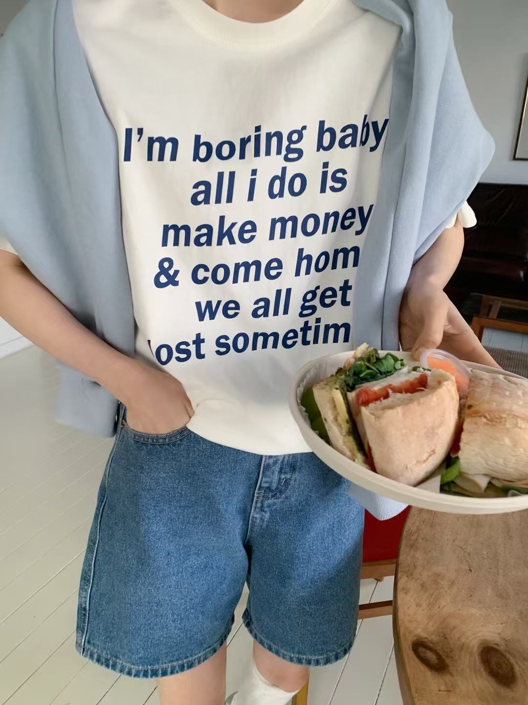 【BB88·64】韩代正品韩国货“赚钱蓝字母”克莱因蓝字母T