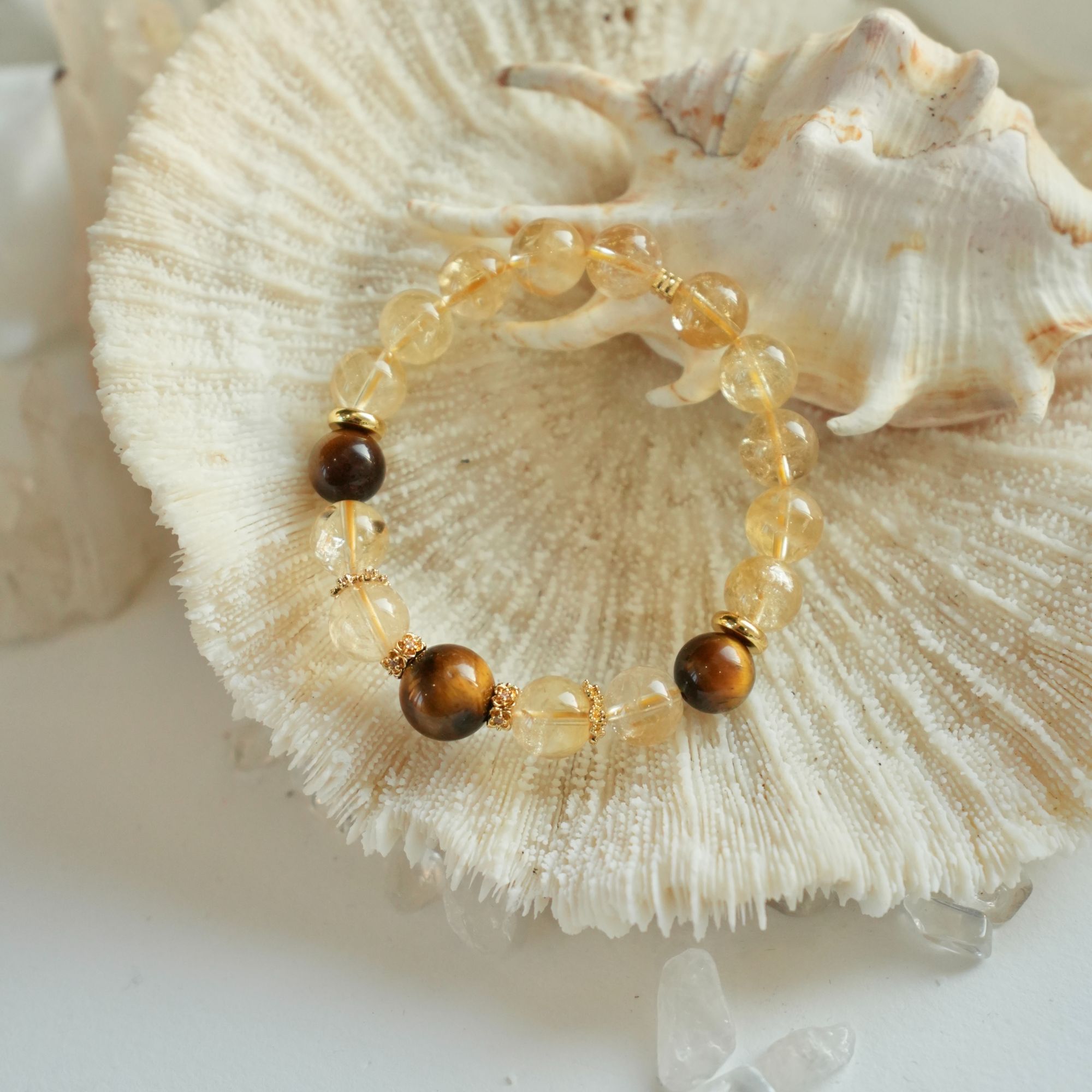 【石验室】天然黄水晶虎眼手串