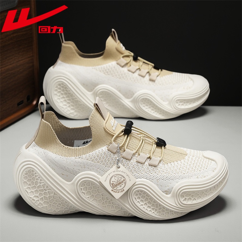 回力飞织网面鞋男夏季透气防臭一脚蹬运动潮鞋厚底增高减震袜子鞋商品图