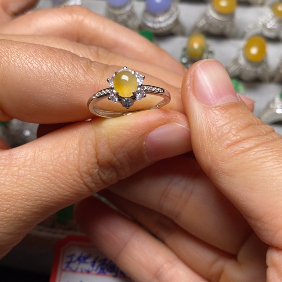 翡翠戒指银S925镶嵌戒指