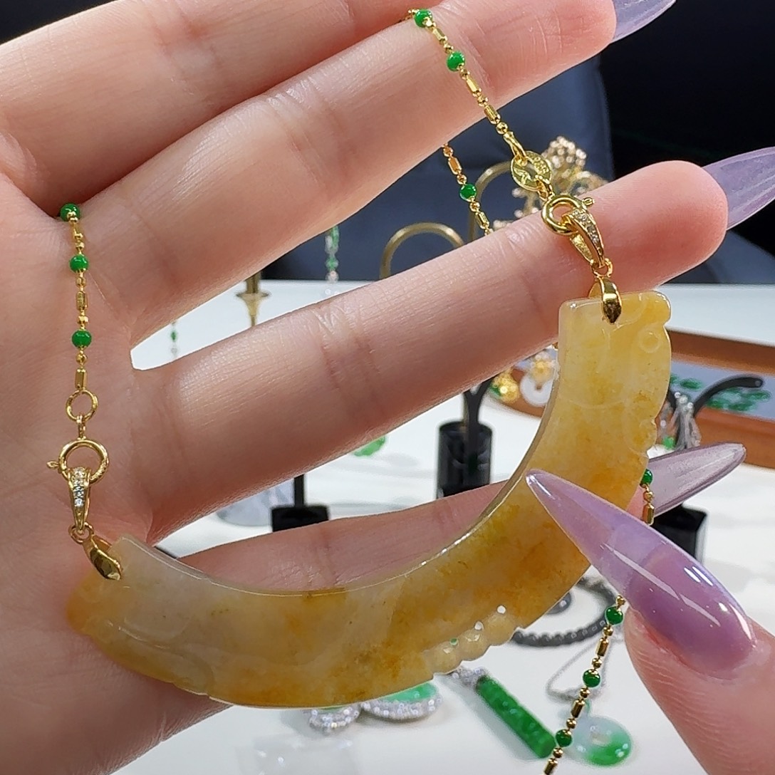 翡翠银S925镶嵌颈饰925镶嵌