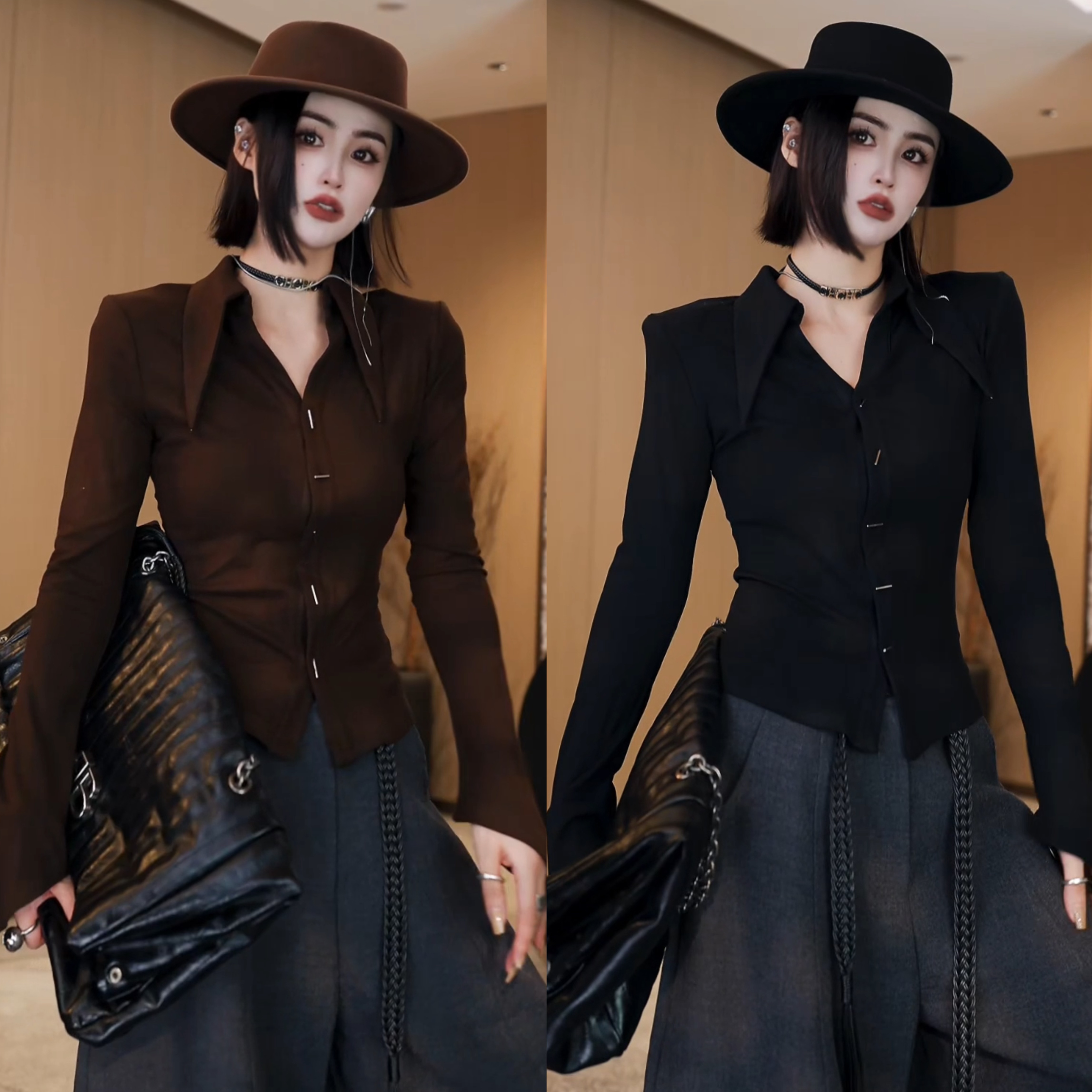 【柒柒】2025韩版百搭显瘦POLO衫高级感网红显瘦气质开衫T恤W3634