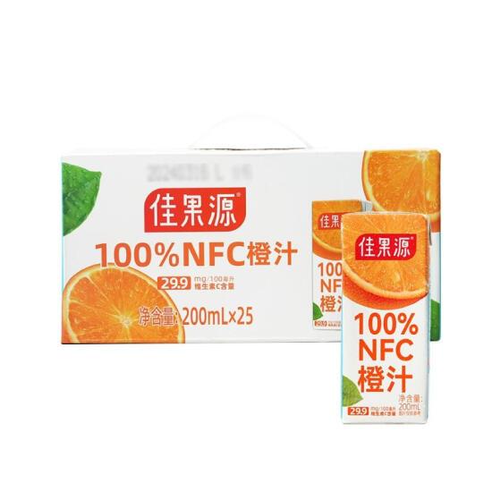 【山姆超市】佳果源100%NFC橙汁200ml*25夏日必备饮品饮料