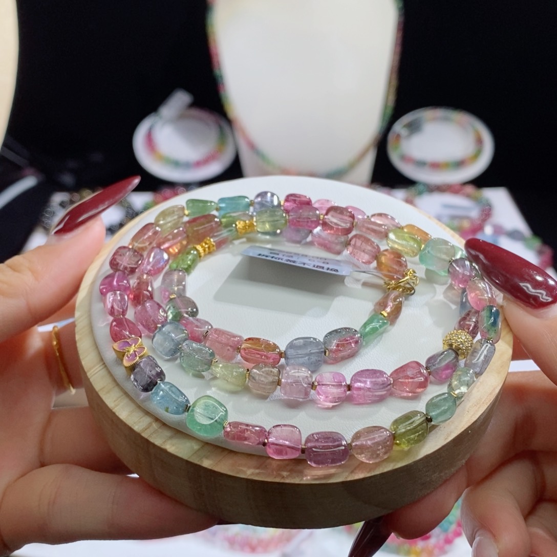 碧玺手链未镶嵌糖豆项链