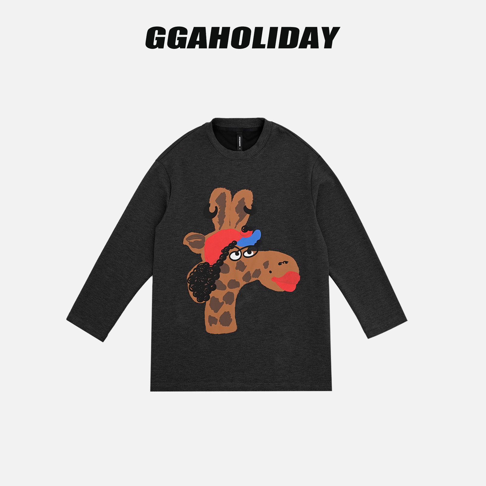 GGAHOLIDAY秋季时尚休闲百搭宽松长袖打底印花圆领卫衣-154004